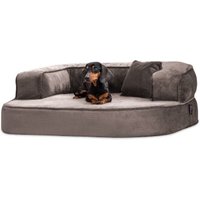 Tierlando ® SHARLEEN VISCO PLUS - Orthopädisches Hundesofa mit kuscheligem Teddystoff graphit/nature 1 m, 40 cm, 80 cm von Tierlando