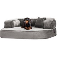 Tierlando ® SHARLEEN VISCO PLUS - Orthopädisches Hundesofa mit kuscheligem Teddystoff grau/ grau 1 m, 40 cm, 80 cm von Tierlando