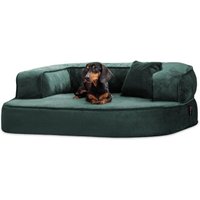 Tierlando ® SHARLEEN VISCO PLUS - Orthopädisches Hundesofa mit kuscheligem Teddystoff petrol 1,2 m, 40 cm, 90 cm von Tierlando