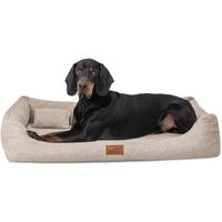 Tierlando ® WILLIAM Couture - Orthopädisches Hundebett | Bequemes Hundesofa beige 1,1 m, 22 cm, 85 cm von Tierlando