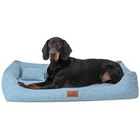 Tierlando ® WILLIAM Couture - Orthopädisches Hundebett | Bequemes Hundesofa blau 1,1 m, 22 cm, 85 cm von Tierlando