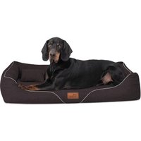 Tierlando ® WILLIAM Couture - Orthopädisches Hundebett | Bequemes Hundesofa braun 1,1 m, 22 cm, 85 cm von Tierlando