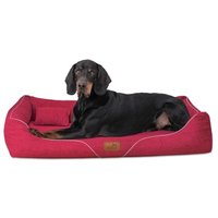 Tierlando ® WILLIAM Couture - Orthopädisches Hundebett | Bequemes Hundesofa dunkelrot 1,1 m, 22 cm, 85 cm von Tierlando