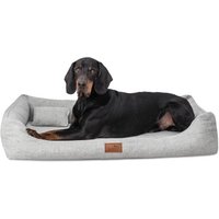 Tierlando ® WILLIAM Couture - Orthopädisches Hundebett | Bequemes Hundesofa hellgrau 1,3 m, 22 cm, 1 m von Tierlando