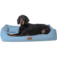 Tierlando ® WILLIAM Couture - Orthopädisches Hundebett | Bequemes Hundesofa petrol 1,3 m, 22 cm, 1 m von Tierlando