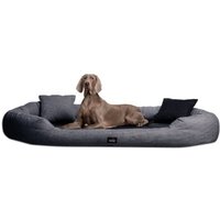 Tierlando ® orthopädisches Hundesofa BALOU Hundebett Visco Plus Matratze | Handwebcharakter | Premium-Lounge graphit schwarz 1,45 m, 30 cm, 1,1 m von Tierlando