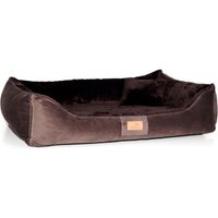 Tierlando FLOYD - Ultraweiches orthopädisches Hundebett High-Tech-Velours und Plüsch VISCO braun 1,5 m, 25 cm, 1 m von Tierlando