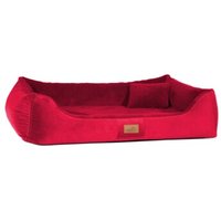 Tierlando FLOYD - Ultraweiches orthopädisches Hundebett High-Tech-Velours und Plüsch VISCO dunkelrot 1,5 m, 25 cm, 1 m von Tierlando