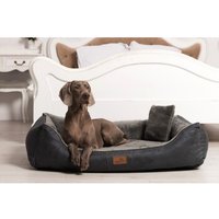 Tierlando FLOYD - Ultraweiches orthopädisches Hundebett High-Tech-Velours und Plüsch VISCO schwarz/ graphit 1,5 m, 25 cm, 1 m von Tierlando