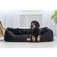 Tierlando FLOYD - Ultraweiches orthopädisches Hundebett High-Tech-Velours und Plüsch VISCO schwarz 1,5 m, 25 cm, 1 m von Tierlando