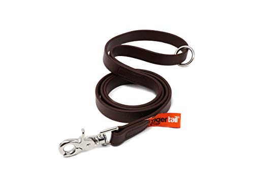 Tiger Tail Leatherish Hundeleine – wasserdicht und geruchsdicht Alternative-Lederleine | für große, mittelgroße und kleine Hunde | Braun, 1,2 m von Tiger Tail