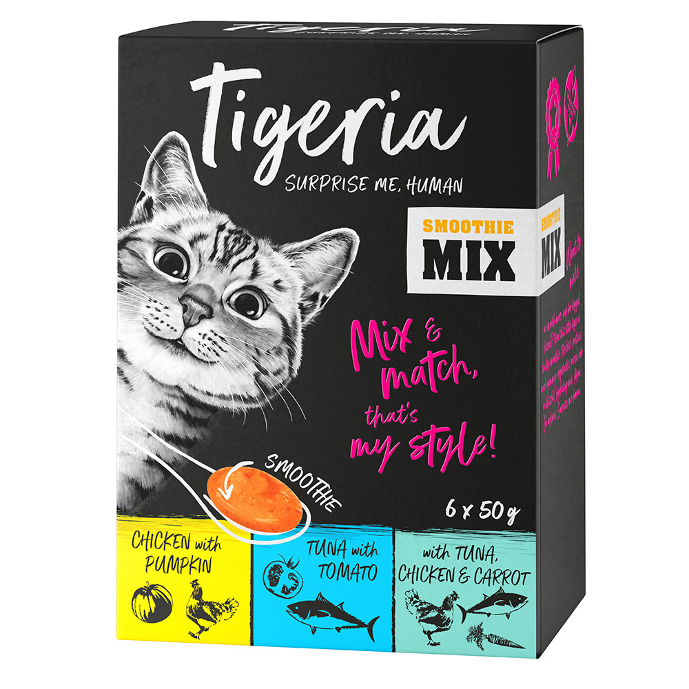 6 x 50 g Tigeria Smoothie Snack zum Probierpreis! - Mix (3 Sorten) von Tigeria