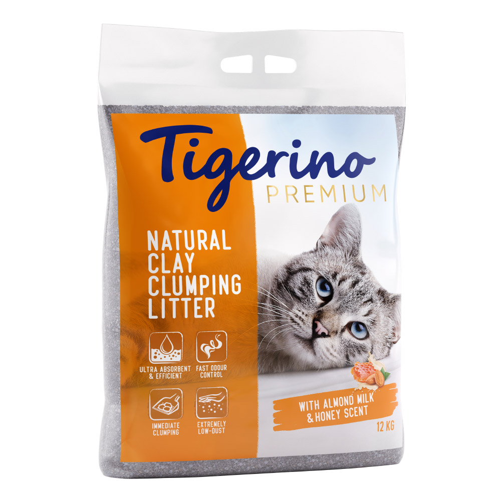 Sparpaket Tigerino Premium Katzenstreu 2 x 12 kg - Mandelmilch- & Honigduft von Tigerino