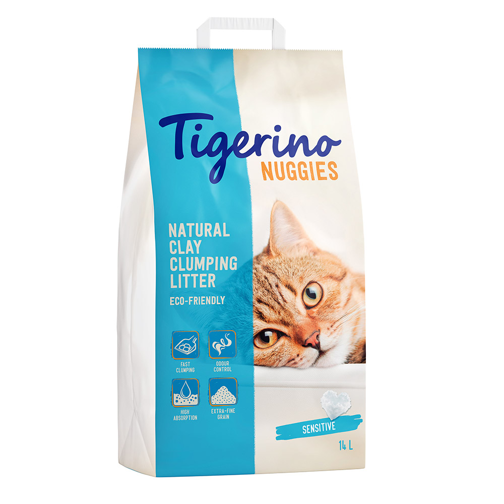 2 x 14 l Tigerino Nuggies Katzenstreu zum Sonderpreis! - Ultra Sensitive (parfümfrei - feine Körnung) von Tigerino