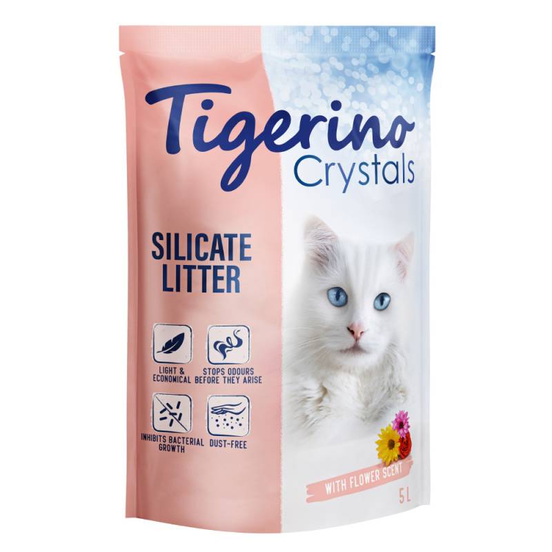 6 x 5 l Tigerino Crystals Katzenstreu zum Sonderpreis! - Flower Power von Tigerino