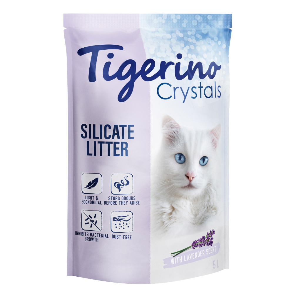 6 x 5 l Tigerino Crystals Katzenstreu zum Sonderpreis! - Lavendel von Tigerino