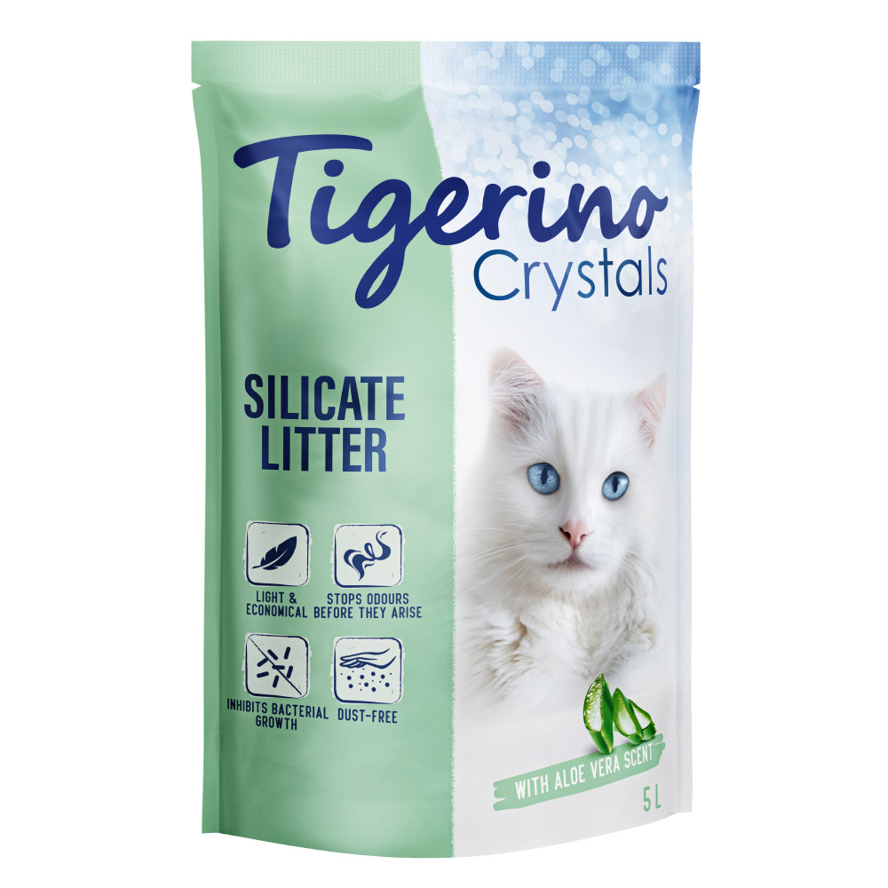 Sparpaket Tigerino Crystals Katzenstreu 6 x 5 l - Aloe-Vera-Duft von Tigerino