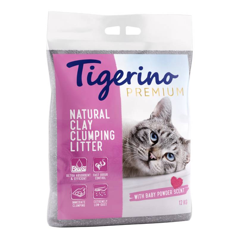 Tigerino Premium Katzenstreu – Babypuderduft - 12 kg von Tigerino