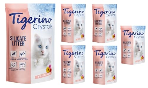 Tigerino Crystals Katzenstreu | Flower-Power | 6 x 5 Liter Silikatstreu von Tigerino