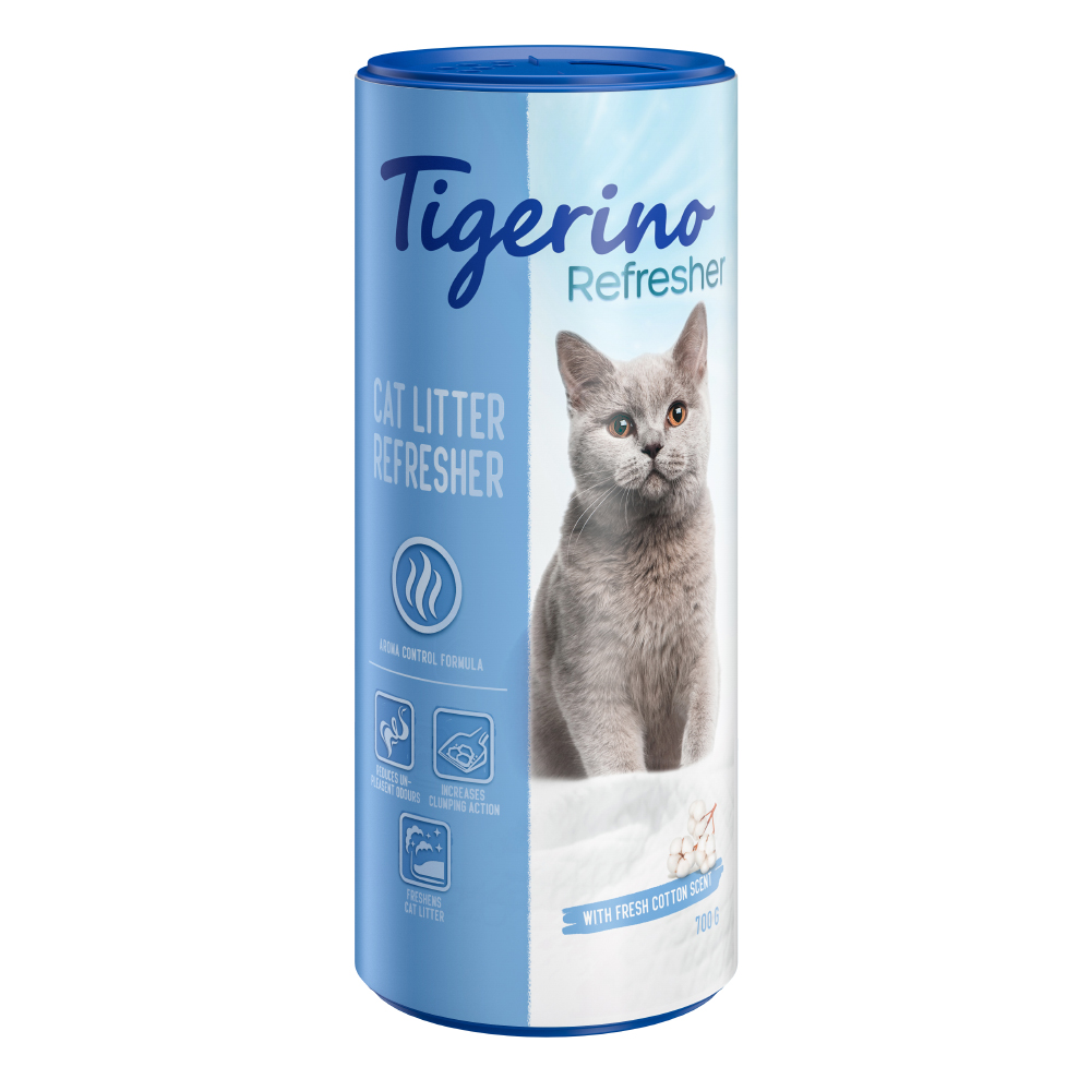 Tigerino Refresher Naturton-Deodorant für Katzenstreu – 3 Duftvarianten - Sparpaket: Baumwollblütenduft (2 x 700 g) von Tigerino