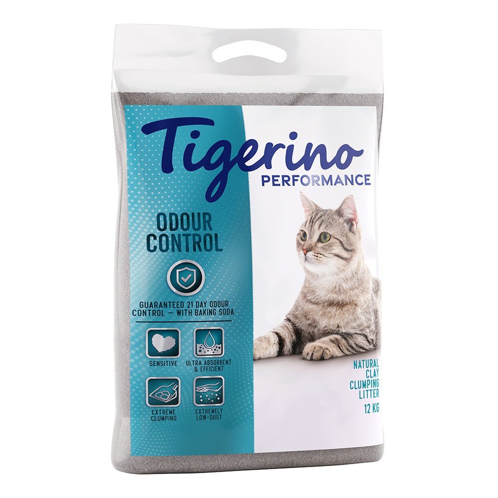 Tigerino Performance Odour Control Katzenstreu mit Natron – parfümfrei - Sparpaket 2 x 12 kg von Tigerino