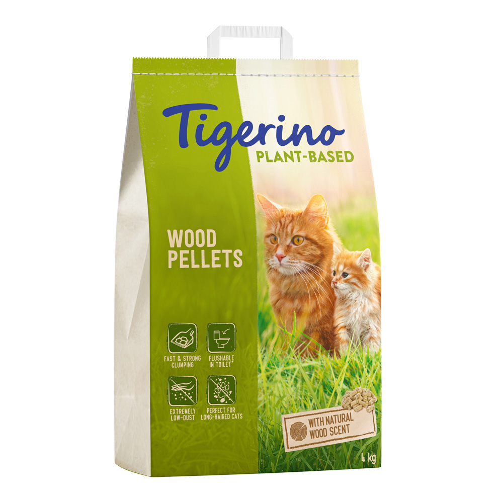 Tigerino Plant-Based Holz-Pellets Katzenstreu - Natürlicher Holzduft, parfümfrei - 8 l (4 kg) von Tigerino