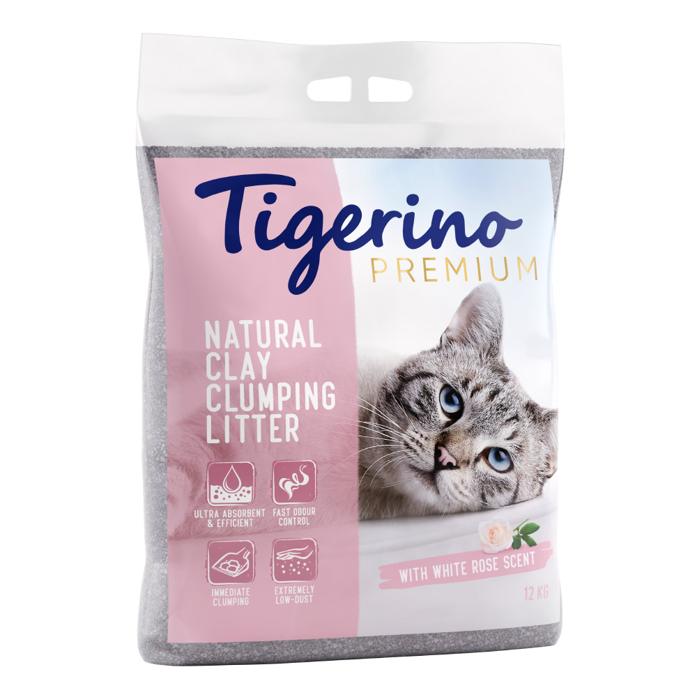 Tigerino Premium Katzenstreu 12 kg - Weiße-Rosen-Duft von Tigerino