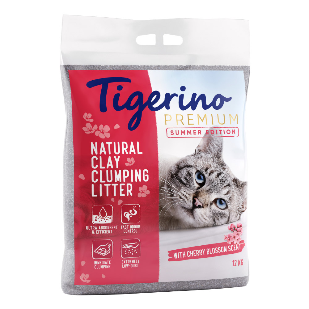 Tigerino Premium Katzenstreu – Kirschblütenduft – Limitierte Sommer-Edition - 12 kg von Tigerino