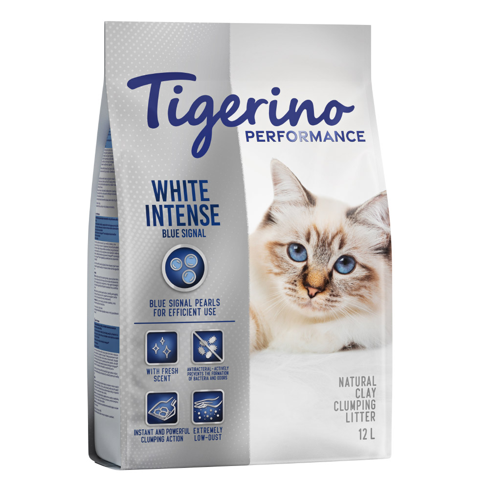 Tigerino Performance White Intense Blue Signal Katzenstreu – Frischeduft - 12 l von Tigerino