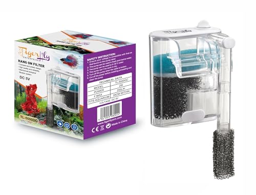 Tigerlily Enterprises Aquariumfilter, 2,5 W, Mini-Wasserfallfilter, zum Aufhängen, für kleine Nano-Aquarien, USB-betrieben mit 3-lagiger Filtration, 250 l/h Tigerlily Enterprises Aquariumfilter, 2,5 W, Mini-Wasserfallfilter, zum Aufhängen, für kleine Nano-Aquarien, USB-betrieben mit 3-lagiger Filtration, 250 l/h von Tigerlily Enterprises