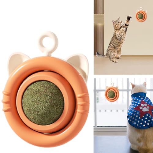 Tikhell Katzenminze-Bälle, Spielzeug für Katzen, drehbare Katzenminze-Bälle, natürliche Kätzchenwand, Katzenminze-Roller, Katzenreinigungszähne, interaktives Spielzeug für kleine und mittelg von Tikhell