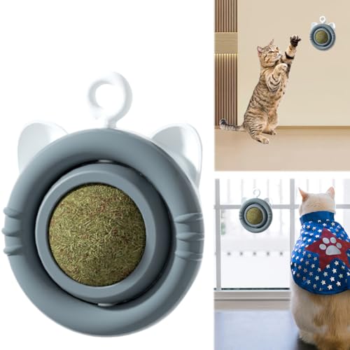 Tikhell Katzenminze-Bälle, Spielzeug für Katzen, drehbare Katzenminze-Bälle, natürliche Kätzchenwand, Katzenminze-Roller, Katzenreinigungszähne, interaktives Spielzeug für kleine und mittelg von Tikhell