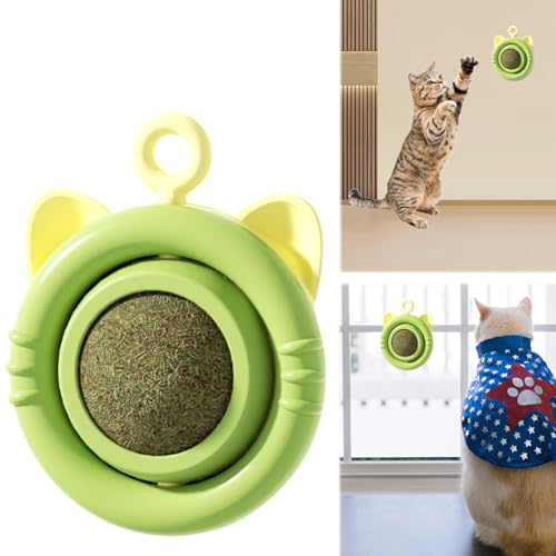 Tikhell Katzenminze-Bälle, Spielzeug für Katzen, drehbare Katzenminze-Bälle, natürliche Kätzchenwand, Katzenminze-Roller, Katzenreinigungszähne, interaktives Spielzeug für kleine und mittelg von Tikhell