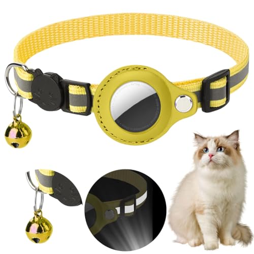 Tikhell Mini Katze Tracker, Haustier Tracker für Katzen Hunde Katzenhalsband mit Glocke Katze Tracker GPS Halsband für kleine Katzen GPS Tracker Halter Verstellbar von Tikhell