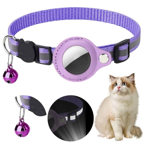 Tikhell Mini-Katzen-Tracker, Haustier-Tracker für Katzen, Hunde, Katzenhalsband mit Glocke, Katzen-Tracker, GPS-Halsband für kleine Katzen, GPS-Tracker-Halterung, verstellbar von Tikhell