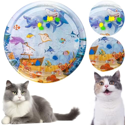 Tikhell Pet Sensory Water Play Mat, Wassersensorische Spielmatte für Katzen, unverzichtbares Sommerspielzeug für Katzen zur Linderung von Hitze, interaktives Katzenspielzeug von Tikhell