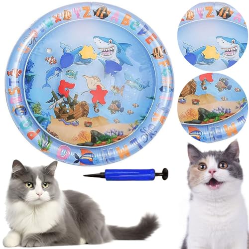 Tikhell Pet Sensory Water Play Mat, Wassersensorische Spielmatte für Katzen, unverzichtbares Sommerspielzeug für Katzen zur Linderung von Hitze, interaktives Katzenspielzeug von Tikhell