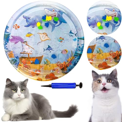 Tikhell Pet Sensory Water Play Mat, Wassersensorische Spielmatte für Katzen, unverzichtbares Sommerspielzeug für Katzen zur Linderung von Hitze, interaktives Katzenspielzeug von Tikhell