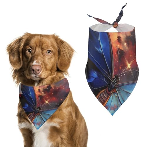 Hund Bandanas Blauer Schmetterling Galaxie Weltraum Hundeschal Latztuch Für Haustiere Large: 70 * 30 cm von Tilivyx