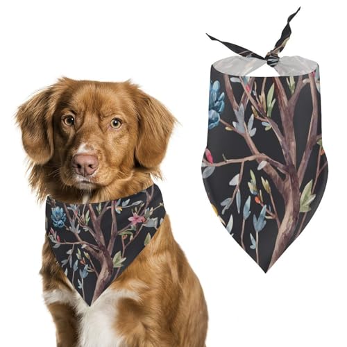 Hund Bandanas Blumen Blüte Baum Und Vögel Hundeschal Latztuch Für Haustiere Large: 70 * 30 cm von Tilivyx