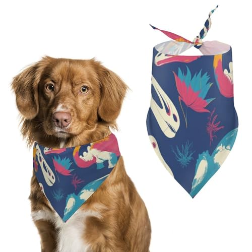 Hund Bandanas Bunte Dinosaurier-Skelette Hundeschal Latztuch Für Haustiere Large: 70 * 30 cm von Tilivyx