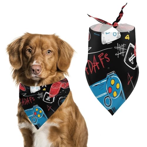 Hund Bandanas Bunte Spielcontroller-Muster Hundeschal Latztuch Für Haustiere Large: 70 * 30 cm von Tilivyx