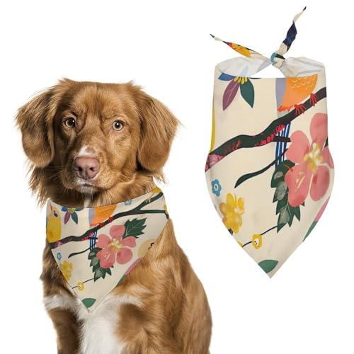 Hund Bandanas Bunte Vögel Im Sitzen Hundeschal Latztuch Für Haustiere Large: 70 * 30 cm von Tilivyx