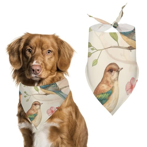 Hund Bandanas Bunte Vögel Kirschblüten Blumen Hundeschal Latztuch Für Haustiere Large: 70 * 30 cm von Tilivyx