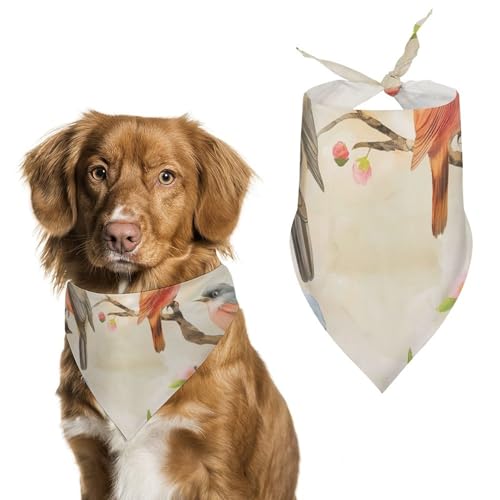 Hund Bandanas Bunte Vögel Kirschblüten Blumen Hundeschal Latztuch Für Haustiere Large: 70 * 30 cm von Tilivyx