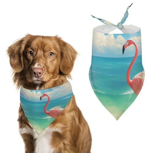 Hund Bandanas Flamingo Vögel Strand Blauer Himmel Hundeschal Latztuch Für Haustiere Large: 70 * 30 cm von Tilivyx