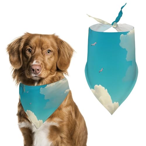 Hund Bandanas Flamingo Vögel Strand Blauer Himmel Hundeschal Latztuch Für Haustiere Large: 70 * 30 cm von Tilivyx