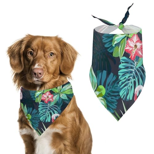 Hund Bandanas Flamingo Vögel Und Blumen Hundeschal Latztuch Für Haustiere Large: 70 * 30 cm von Tilivyx