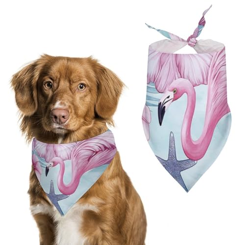 Hund Bandanas Flamingo Vögel Und Blumen Hundeschal Latztuch Für Haustiere Large: 70 * 30 cm von Tilivyx