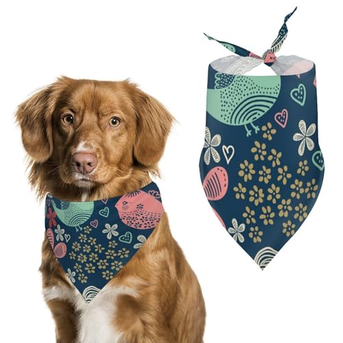 Hund Bandanas Floral Blumen Und Vögel Liebe Hundeschal Latztuch Für Haustiere Large: 70 * 30 cm von Tilivyx